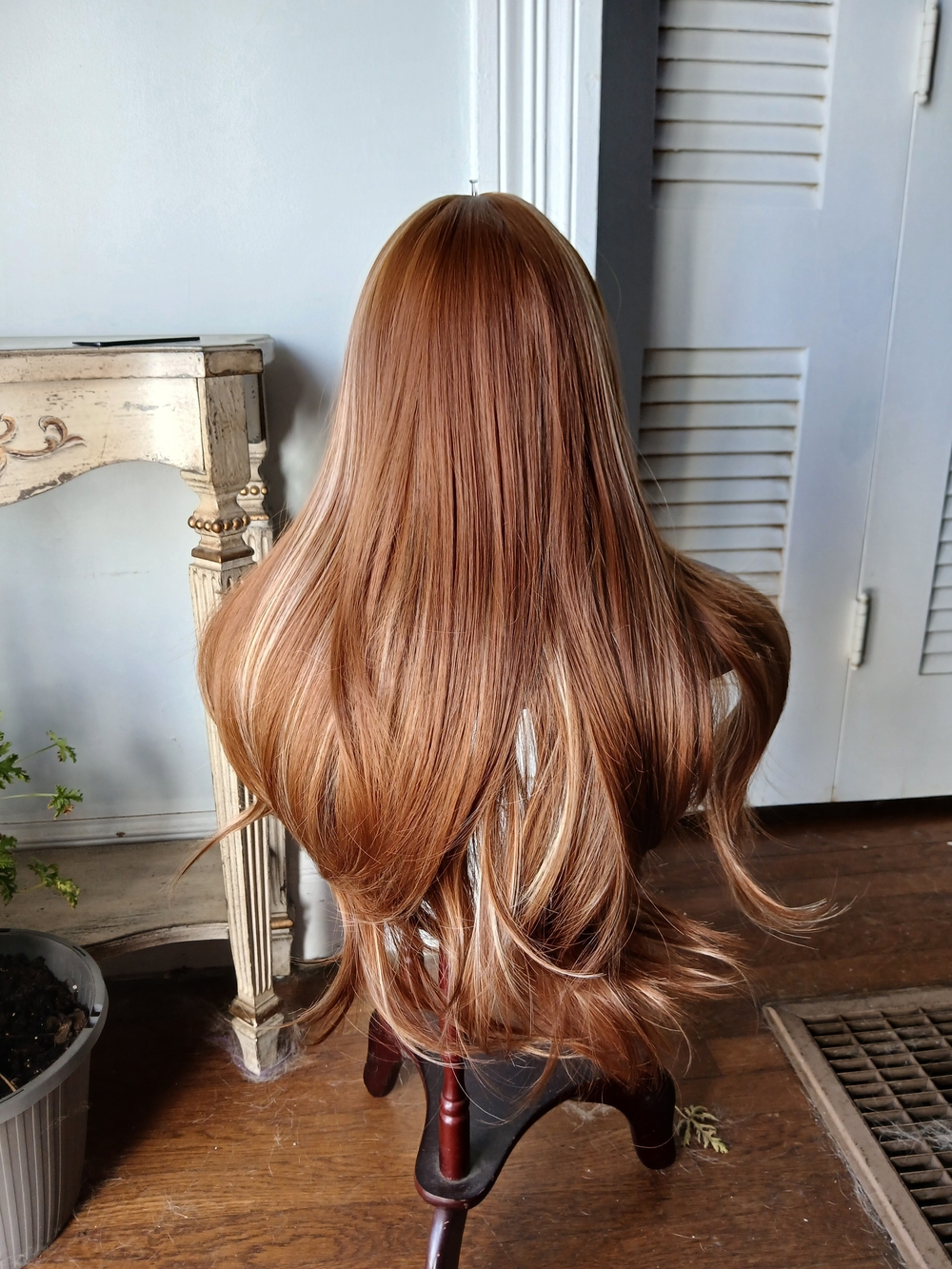 Premium Long Women's Wig in Light Copper Brown